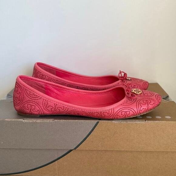 Tory Burch Chelsea Stitched Logo “Rose Petal Pink” Women Ballet Flats- SZ 7.5 - Picture 4 of 11